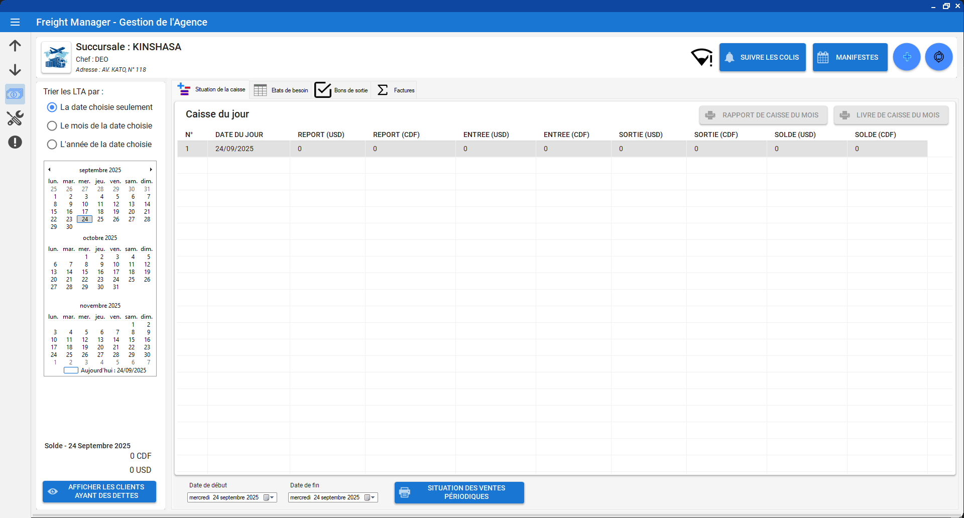 Gestion de la Caisse et Rapports Financiers dans Freight Manager